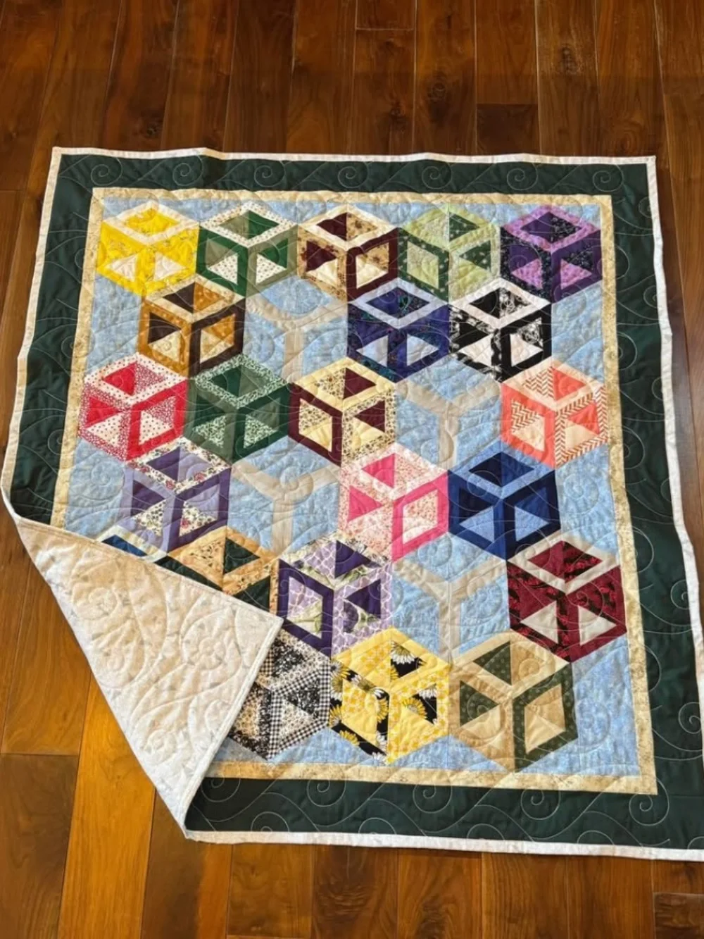 Hand made throw quilt